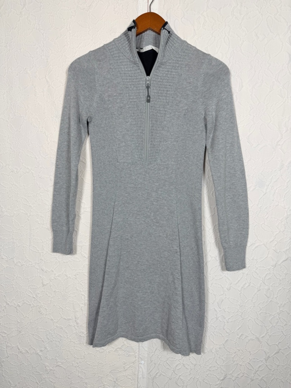 Athleta Long Sleeve Sweater Ribbed Zip Mock Neck Dress Sz S